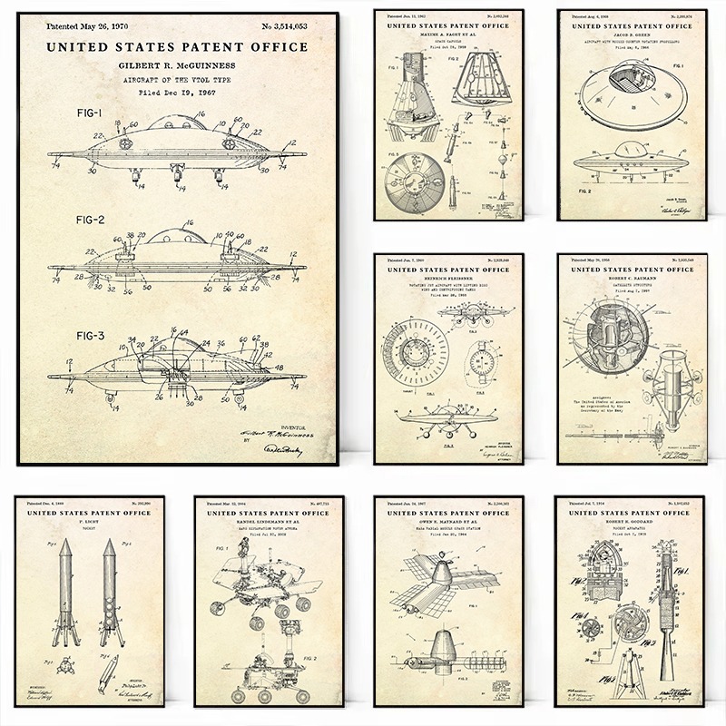 Star Map Poster - Vintage disco voador ufo planar cartaz