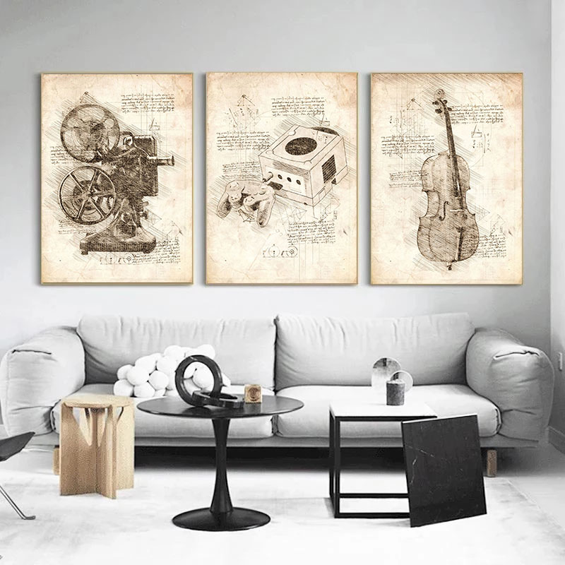 Vintage Abstract Da Vinci Insp - Star Map Poster avaliação e preço