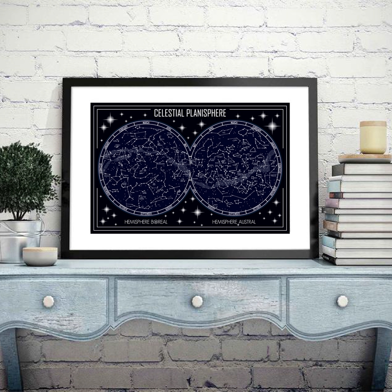 Mapa do planisfério celestial, - Star Map Poster avaliação e preço